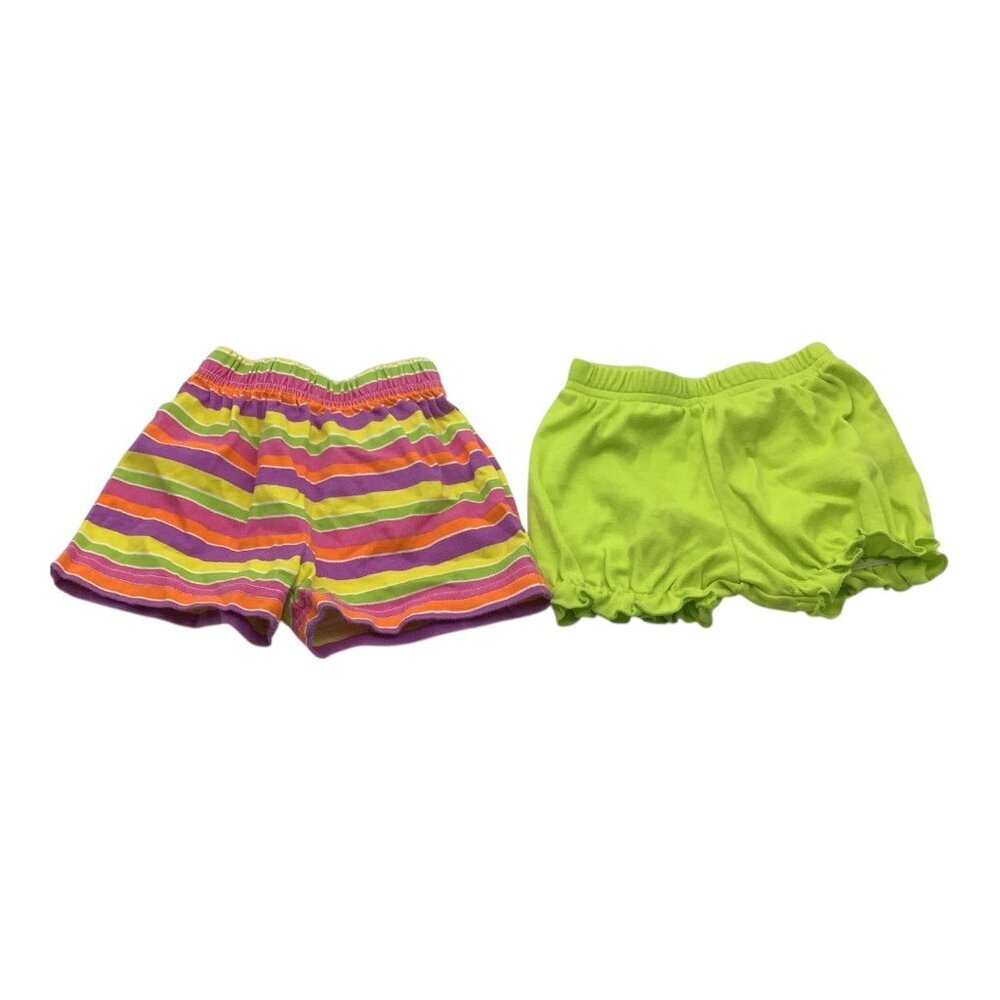 Lot Of 2 Shorts Girls 3-6 Months Basic Editions Kidgets Multicolor Green
